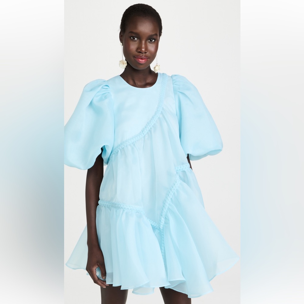 Aje Light Blue Puff-Sleeve Mini Dress